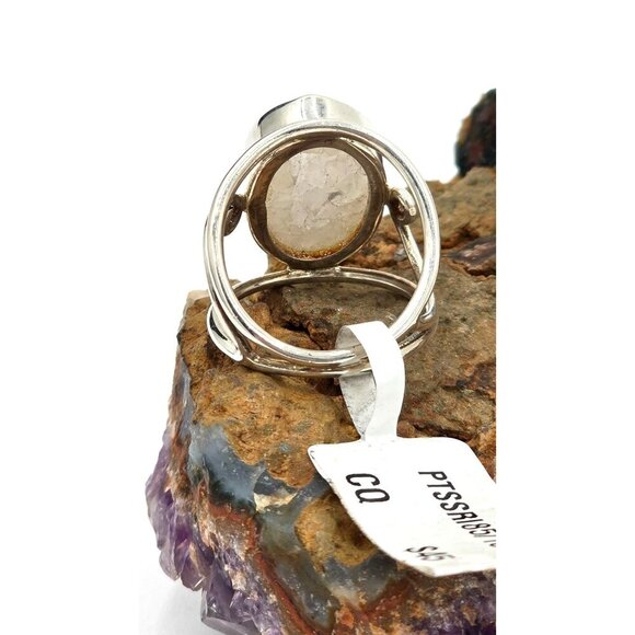 925 Sterling Silver Natural White Druzy Quartz Crystal Ring Size 7 Fine Jewelry - Picture 3 of 10